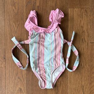 Girls 3T Dondolo Striped Pink and Blue Swimsuit